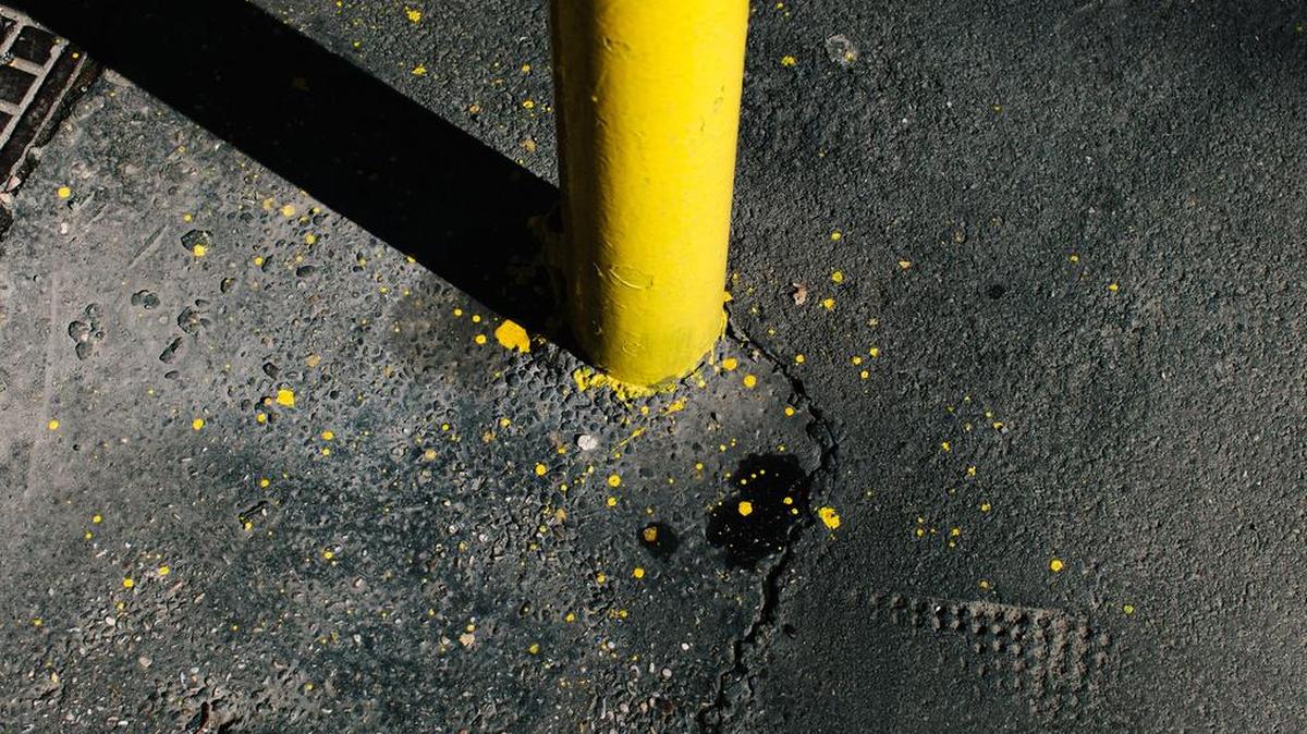 A still from from Haigen G. Pearson’s “Maintenance” is part of the “Pedestrian Rules” exhibit at Woskob Family Gallery.