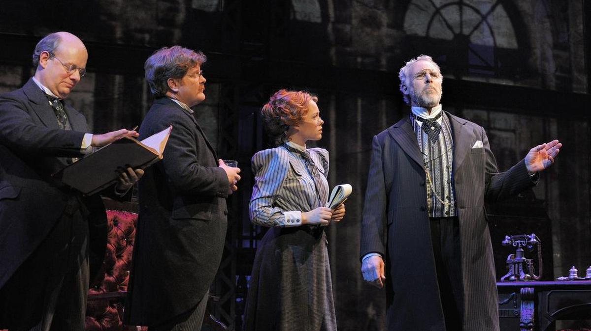 Penn State alum Laurie Veldheer, third from left, made her Broadway debut in “Newsies.”