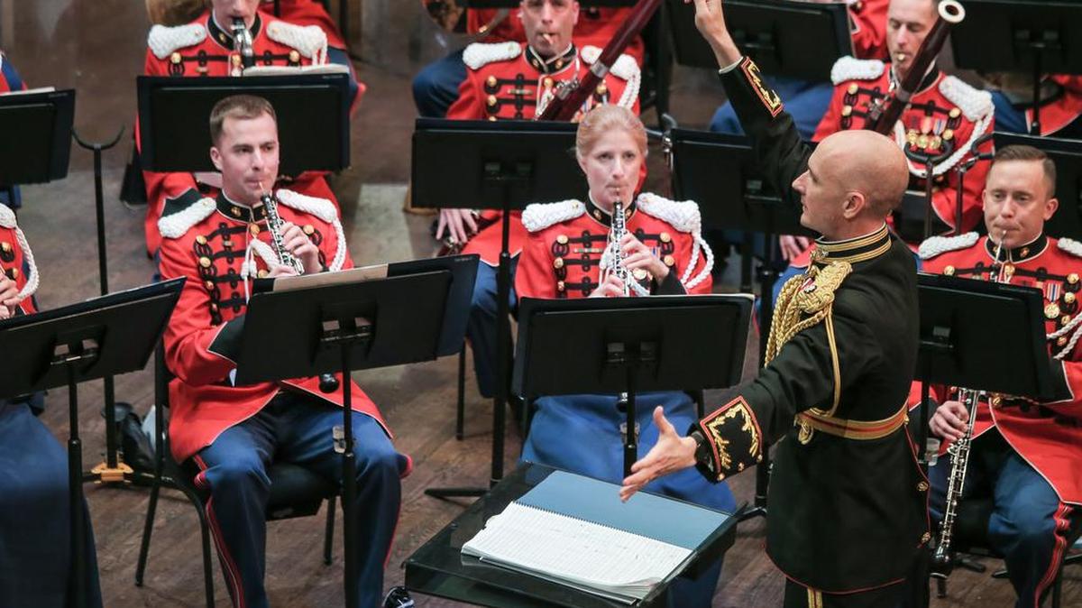 The Marine Band performs a concert in May called “Arioso,” conducted by Lt. Col. Jason Fettig, which highlighted music inspired by the connection between the human voice and instruments. The band’s national tour will bring it to the State College Area High School on Wednesday.