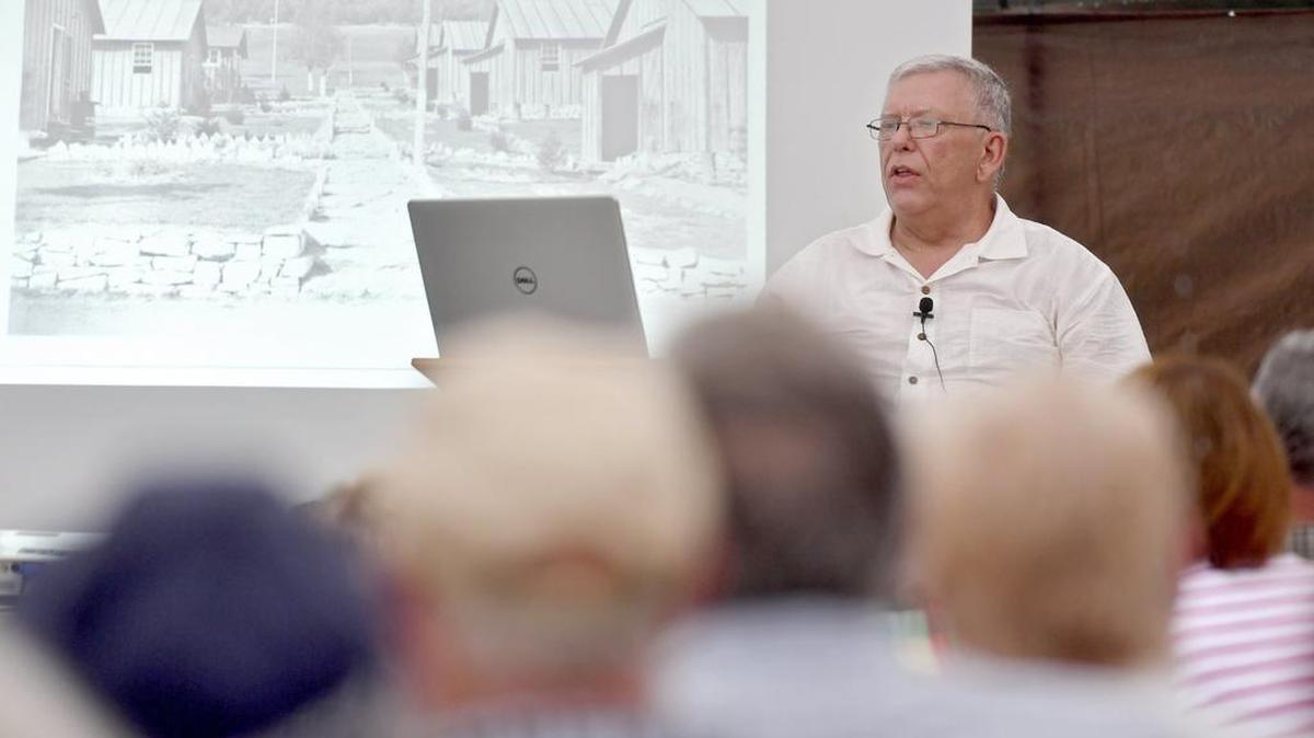 Bill Marcum shares history of Civilian Conservation Corps camp that helped build Poe Valley State Park during the 2016 CCC Legacy Day.