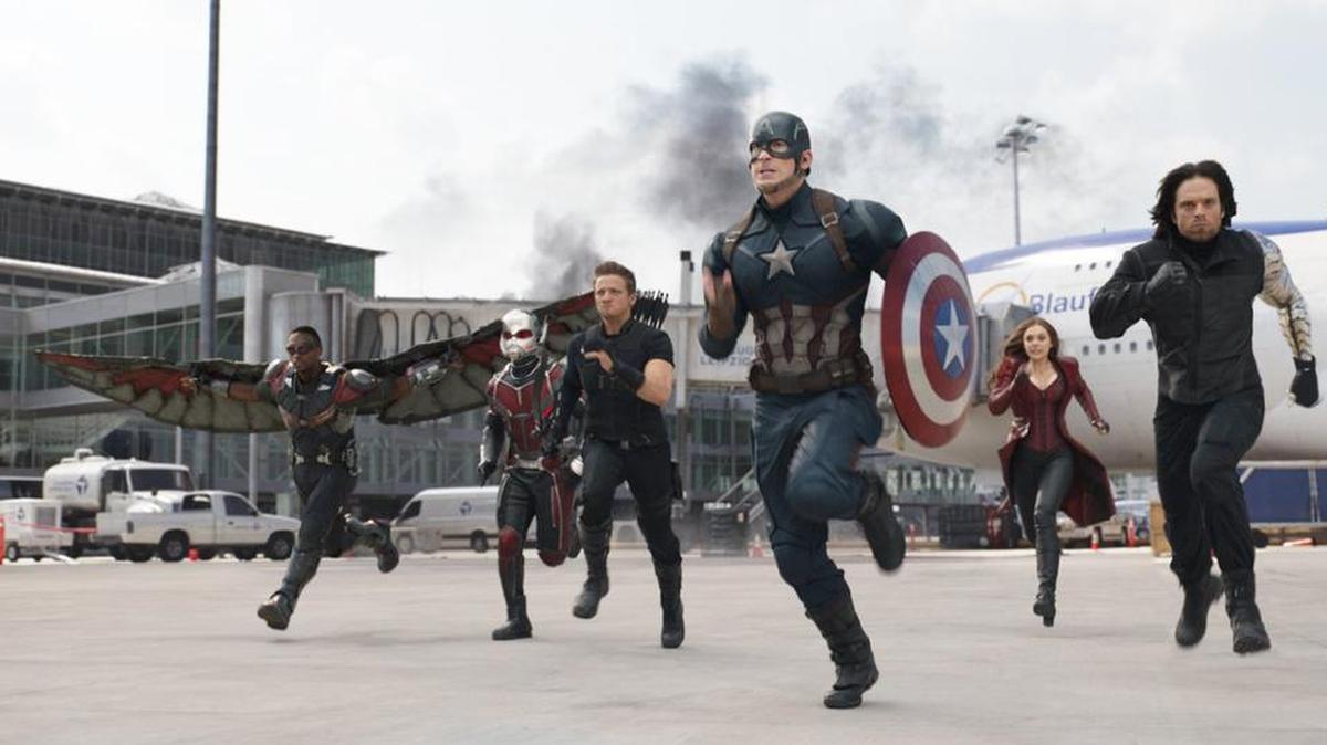 Chris Evans, Elizabeth Olsen, Jeremy Renner, Paul Rudd, Anthony Mackie and Sebastian Stan star in “Captain America: Civil War,” which opens Friday.