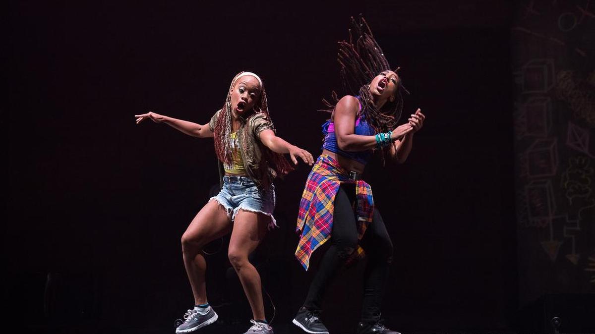 Camille A. Brown, left, and Catherine Foster will present “Black Girl” Friday at Juniata College.