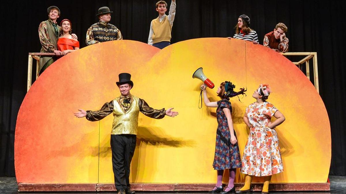 State College Area High School Thespians constructed giant wooden peaches as part of the “James and the Giant Peach” set.