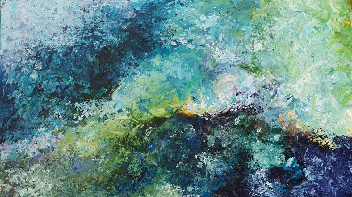 “Seafloor Constellation” is part of Melinda Harr Curley’s “Oceanic Skies” exhibit on display at Old Main Frame Shop & Gallery in State College during Blue-White weekend.