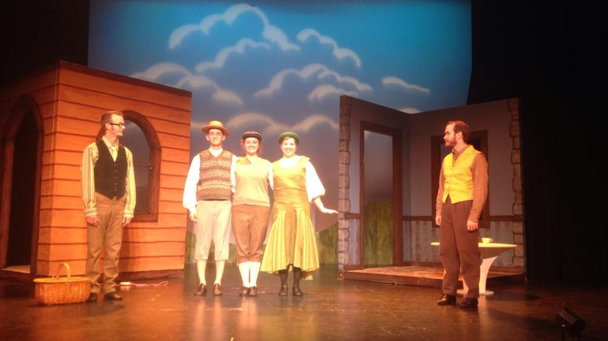 From left: Will Snyder, Jeremy Edelstein, Madeline Biever, Ashley Moore and James McCready perform “A Year With Frog and Toad” in 2013.
