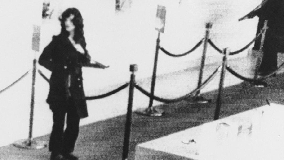 Newspaper heiress Patricia Hearst was identified by the FBI as taking part in the robbery of a San Francisco bank in this April 1974 photo.