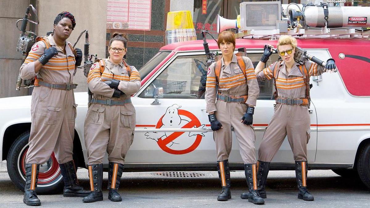 Melissa McCarthy, Kristen Wiig, Kate McKinnon and Leslie Jones star in “Ghostbusters.”