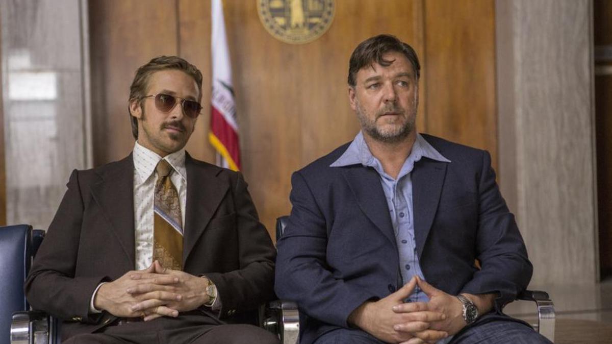 Russell Crowe and Ryan Gosling star in “The Nice Guys,” which comes out in theaters on Friday.