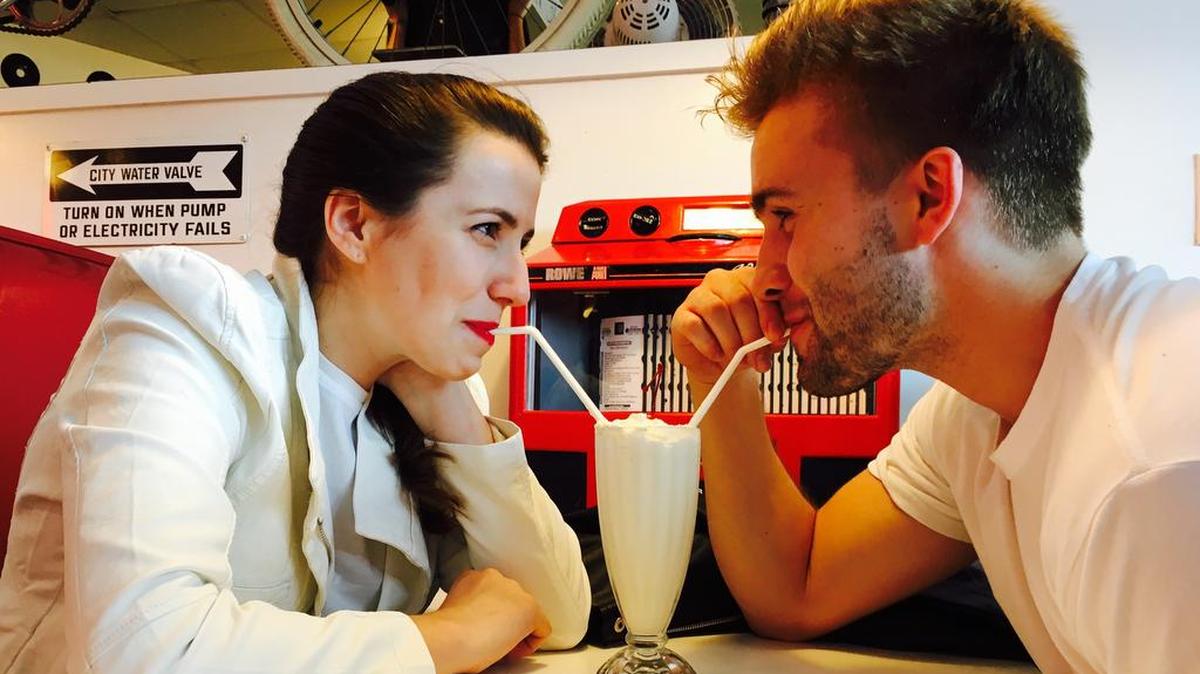 Kaye Saxe, left, and Graham Hancock star in the musical “All Shook Up,” which premieres July 5.