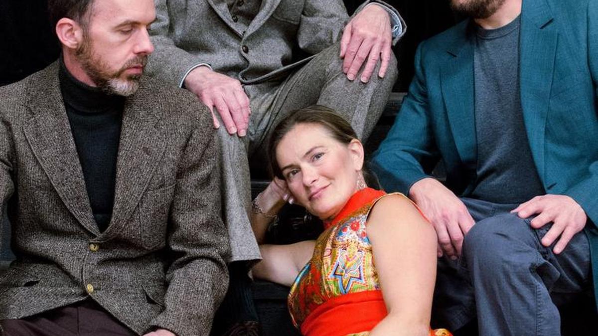The Next Stage’s production of “The Archbishop’s Ceiling” features a four-person cast. Clockwise from left: Lyn Freymiller, Tom McClary, Patrick Brannen and Regina Brannen.