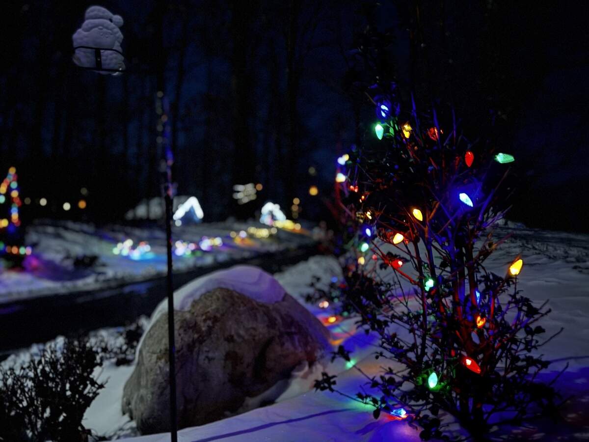 The driveway of 1284 Bald Eagle Pike, Tyrone, is lit on Dec. 4, 2025.