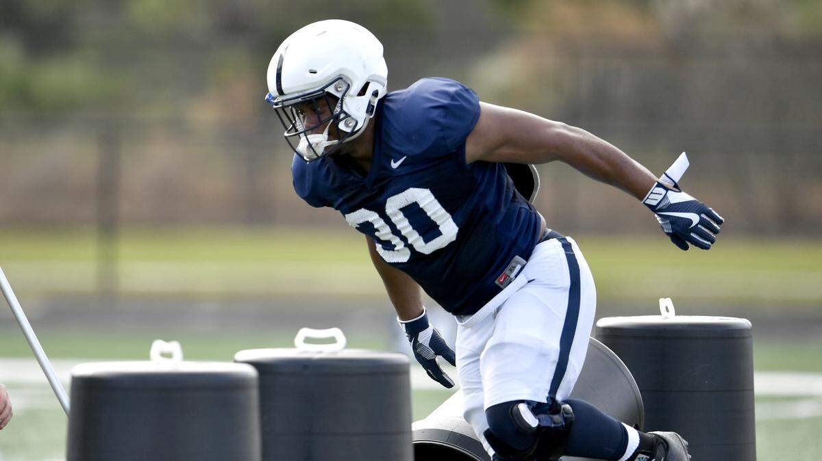 Penn State defensive tackle Kevin Givens runs a drill during practice on Saturday, Dec. 29, 2018. Penn State football is practicing for the Citrus Bowl against Kentucky.