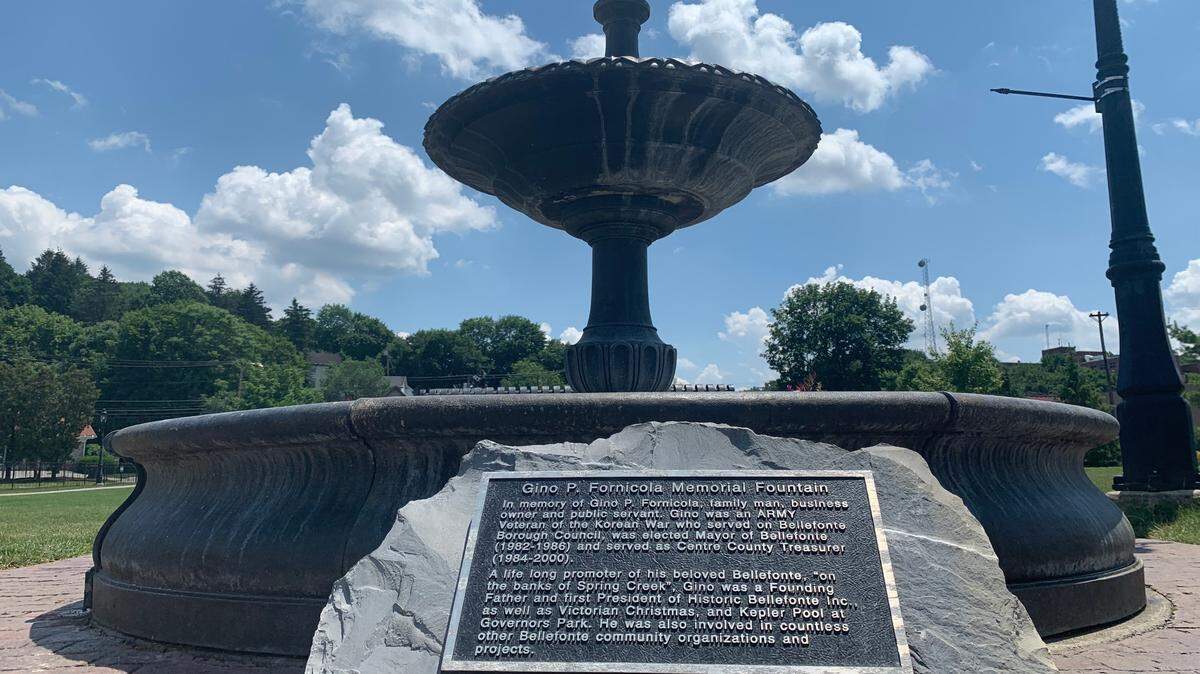 A fountain dedicated to Gino Fornicola in Talleyrand Park was vandalized early Wednesday morning, according to Bellefonte police.