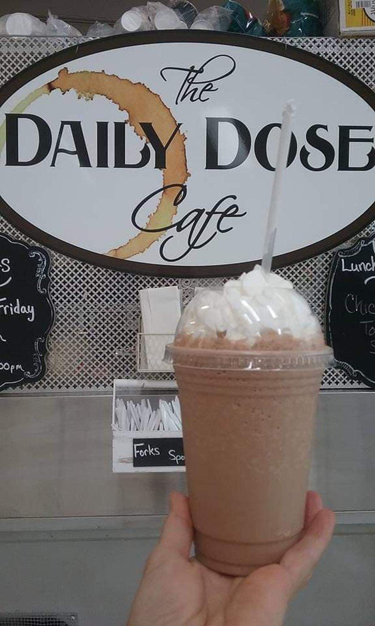 A blended coffee drink at Daily Dose Cafe. Owner Bromlyn Fitzgerald is closing the cafe to pursue other opportunities.