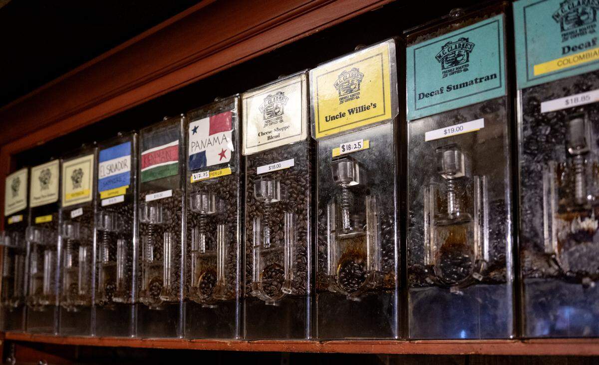 A variety of coffee available at The Cheese Shoppe, including “Uncle Willie’s” on Wednesday, March 4, 2026. 