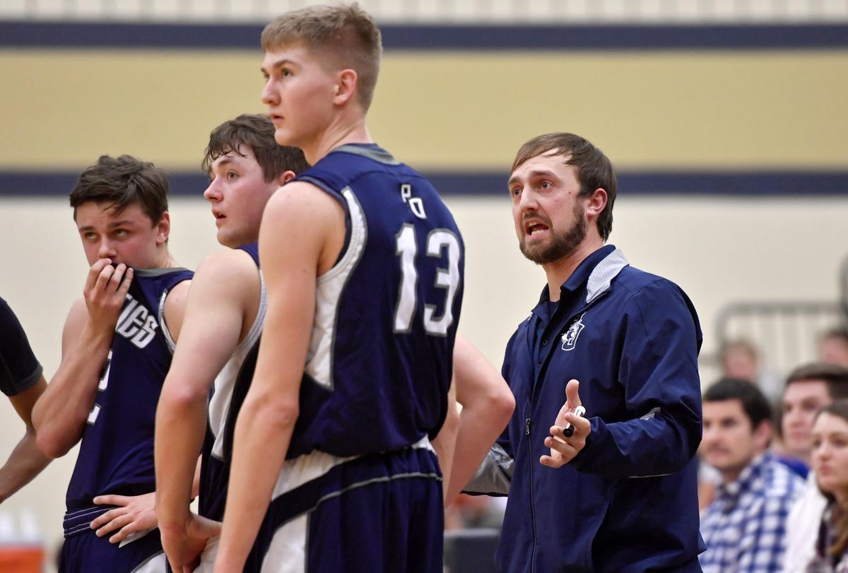 Philipsburg-Osceola boys’ basketball coach Matt Curtis is frustrated with a foul call during the game against Bald Eagle Area on Tuesday, Jan. 29, 2019.