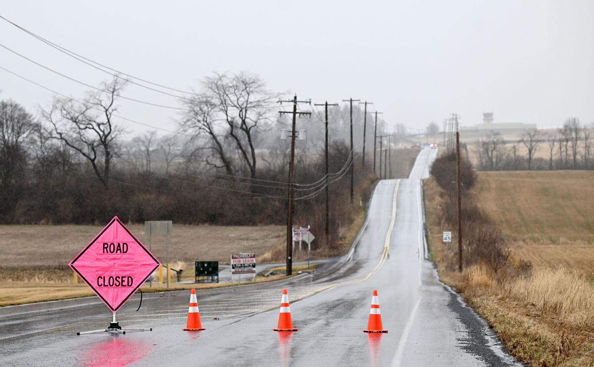 Fox Hollow Road was closed at Bernel Road due to down power lines at the intersection with Filmore Road after a severe storm on Sunday, March 16, 2025.
