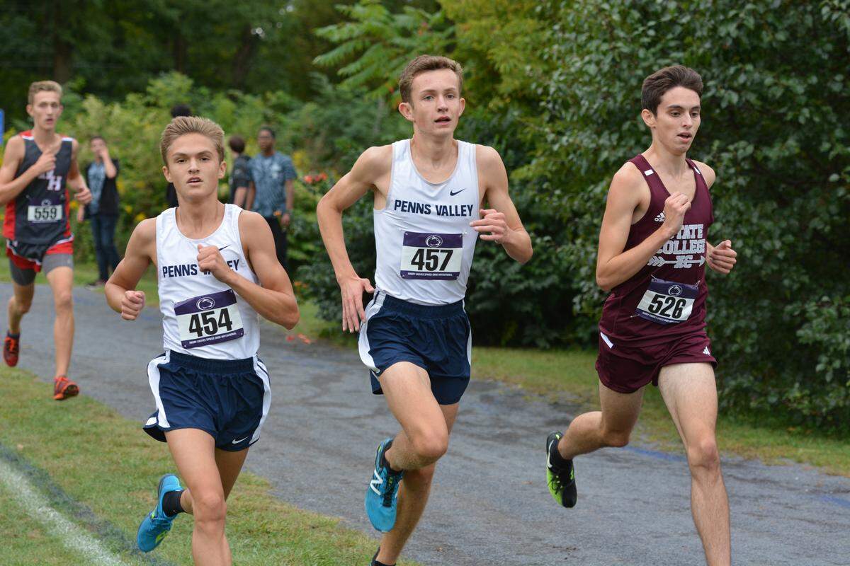 Penns Valley’s Brendan Colwell, Colton Sands and State College’s Ben St. Pierre placed second, third and fifth, respectively, in the Harry Groves Spikes Shoe Invitational on Friday at Penn State. 