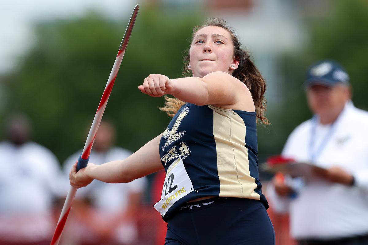 Bald Eagle Area’s Abigail Hoover throws in the girls Class 2A javelin throw finals during the PIAA State Track and Field Championships held Friday at Seth Grove Stadium on the Shippensburg University campus in Shippensburg.