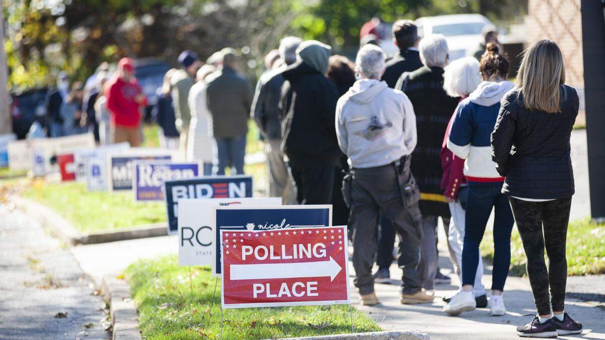 Pennsylvania voters wait in line in 2020.