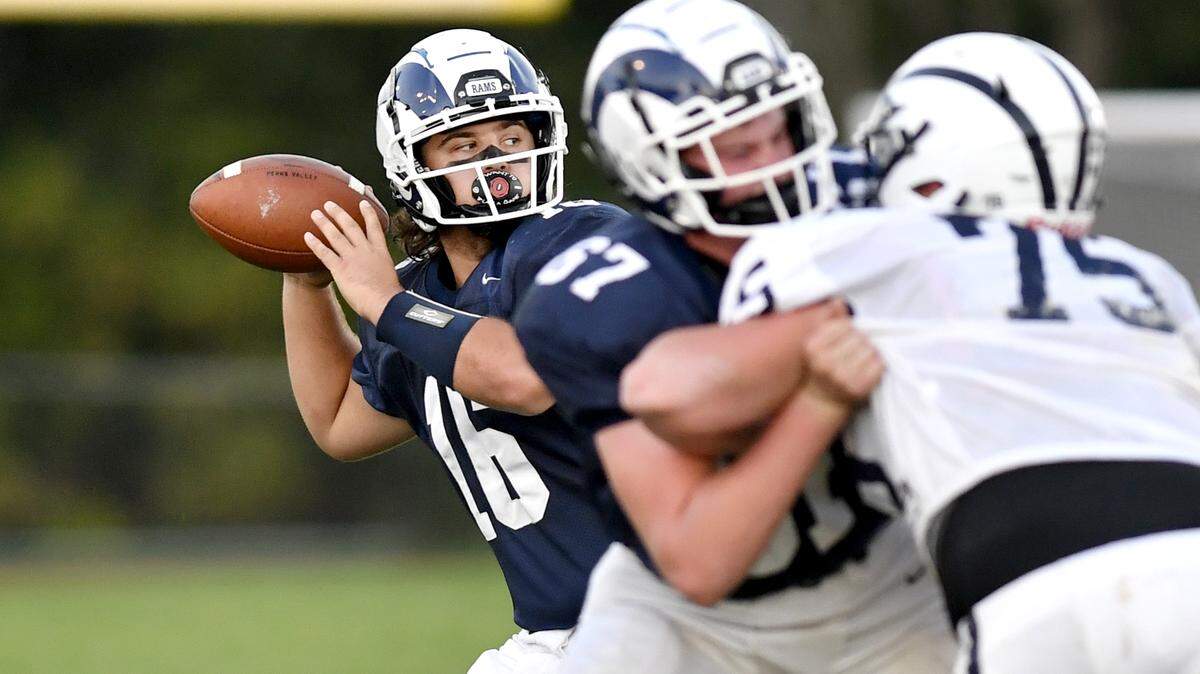 Penns Valley quarterback Rylee Brungart drops back to make a pass during the game against Philipsburg-Osceola on Friday, Sept. 17, 2021.