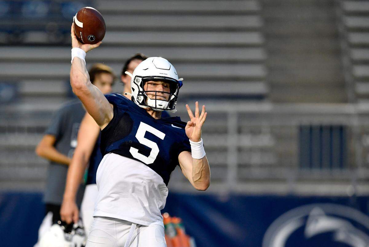 during practice on Wednesday, Aug. 25, 2021 in Beaver Stadium.