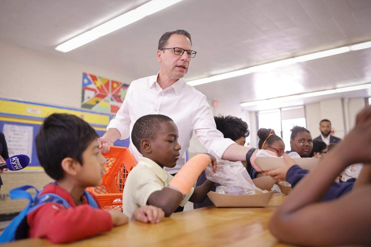 Gov. Josh Shapiro at George W. Childs Elementary School in Philadelphia.