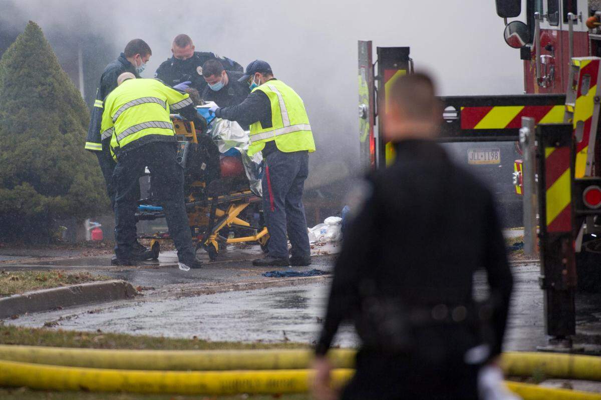 Emergency crews removed a person from a State College building after a fire broke out on March 18, 2021.
