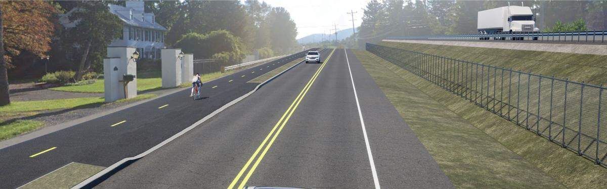 A rendering of U.S. Route 322 in Harris Township from Discovery Drive to Bear Meadows Road shows a potential shared used path.