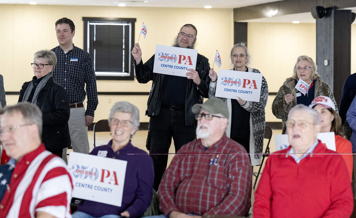 Community members gather at the  America250PA Centre County kickoff event on Monday, Feb. 23, 2026.