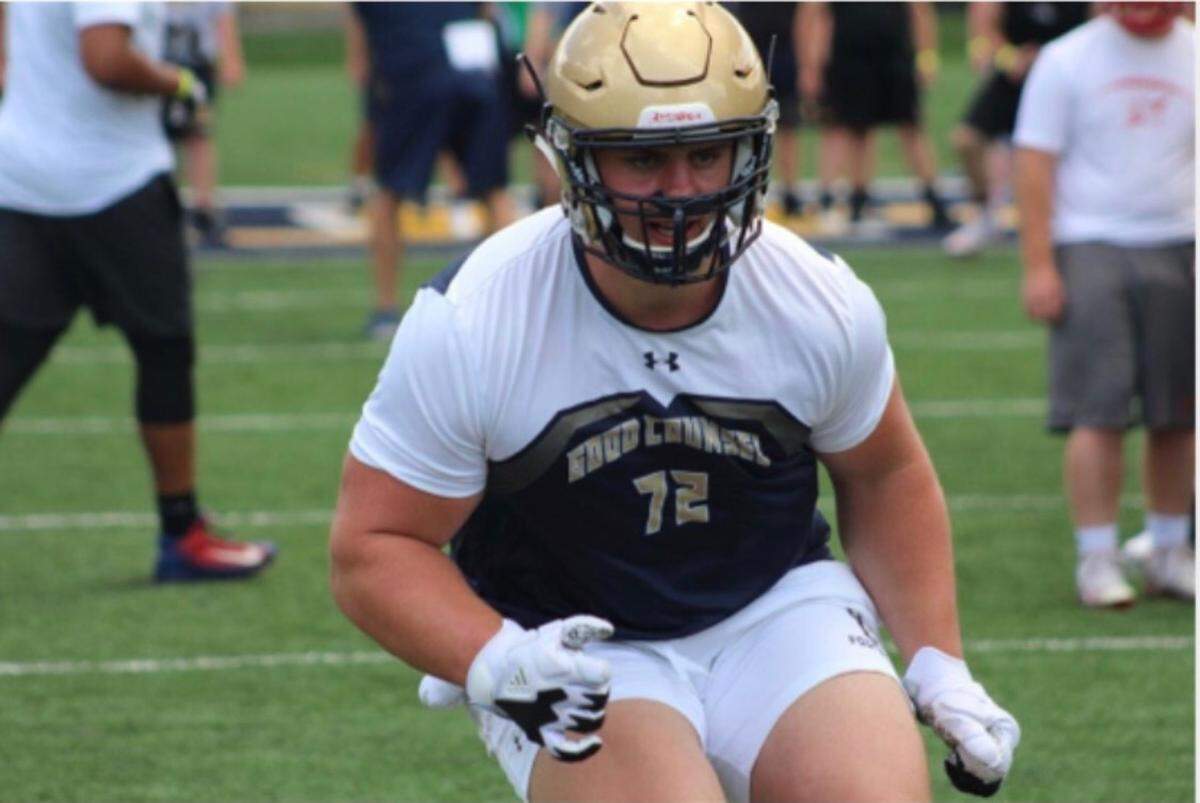 Landon Tengwall during practice at Good Counsel