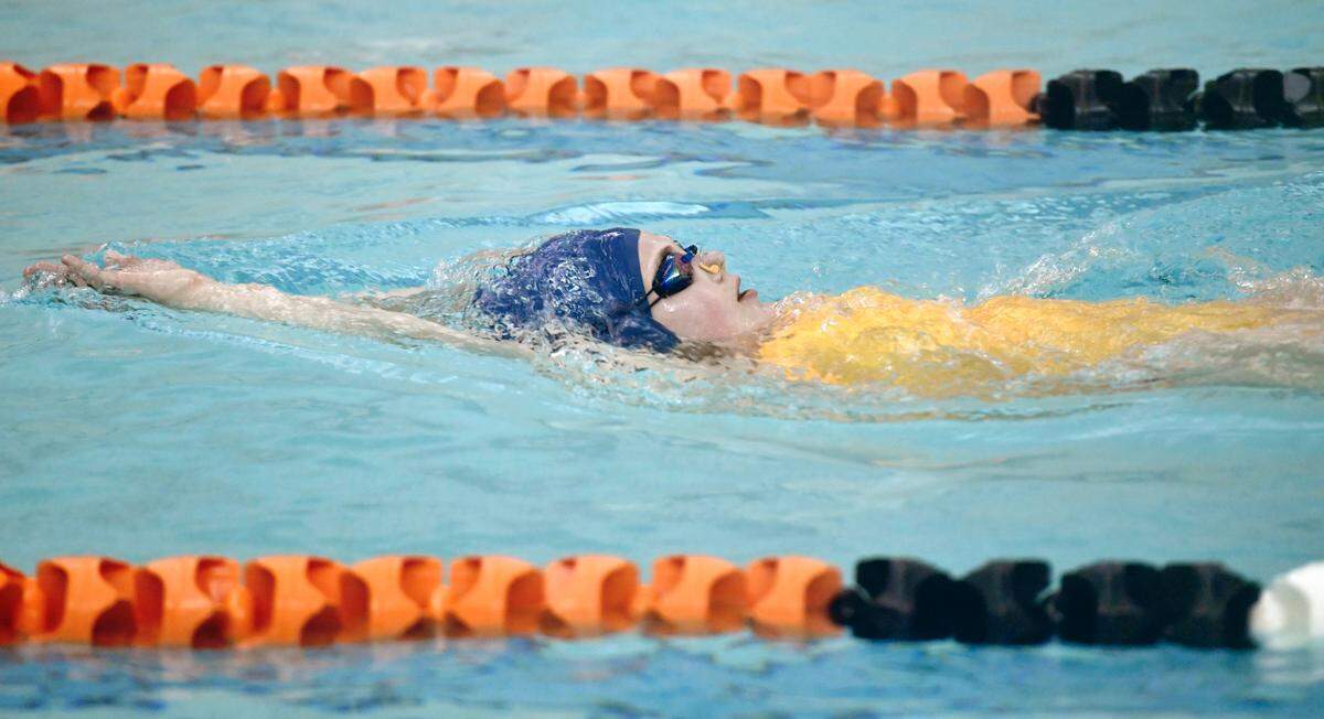 Kiaha McCool at Bellefonte swim team practice at the Tyrone High School pool on Tuesday, March 16, 2021.