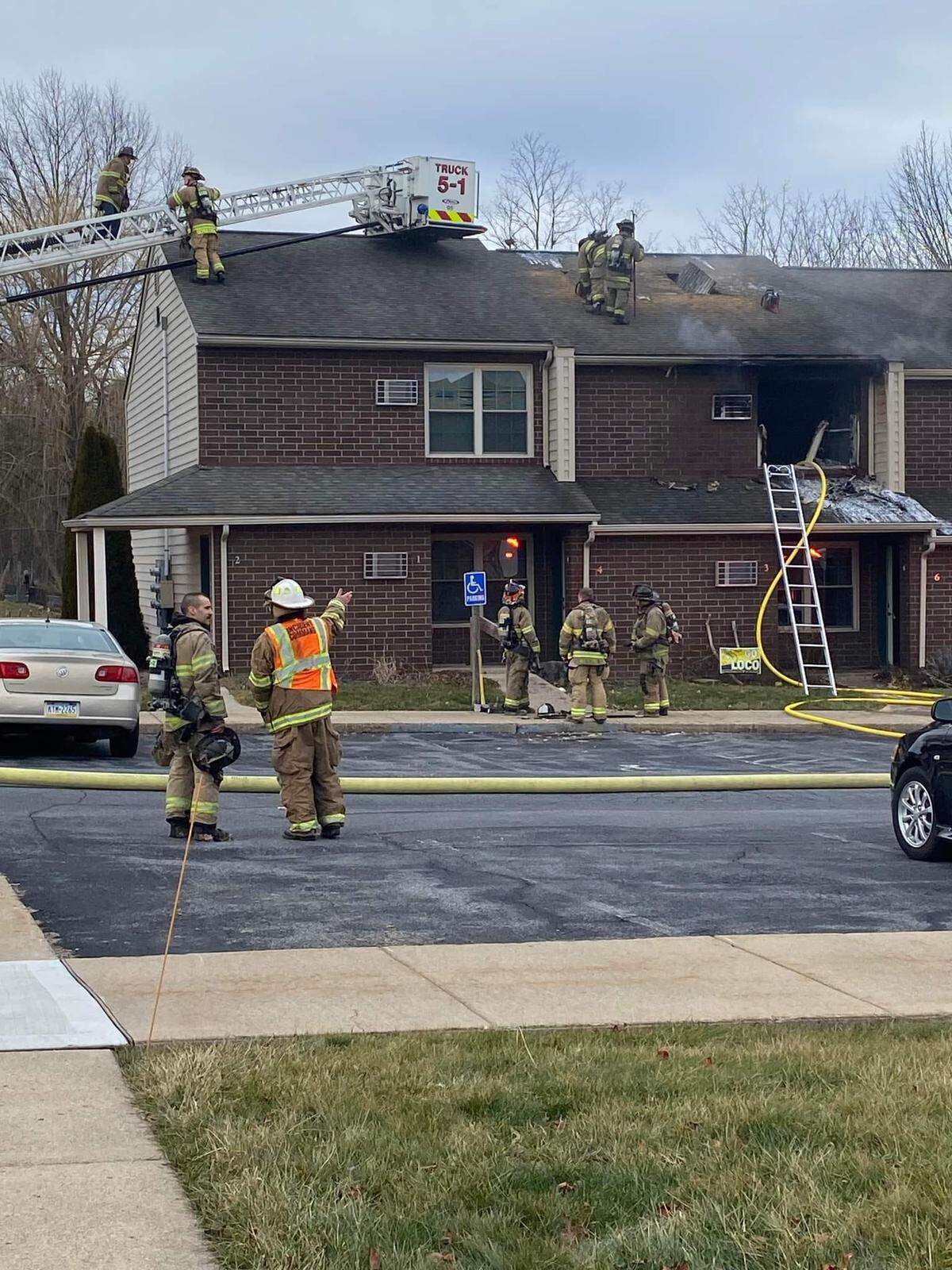 Fire crews responded to a building fire at an apartment building in the 500 block of Jacks Mills Drive in Harris Township on Saturday afternoon.