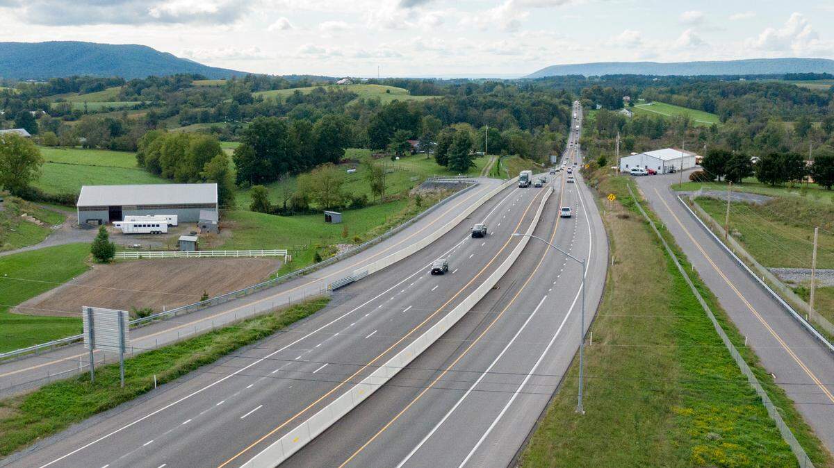 U.S. Route 322 westbound merges into one lane past Potters Mills to head toward State College on Friday. The goal of the long-planned State College Area Connector project is to improve the stretch of Route 322 from the Seven Mountains to State College.