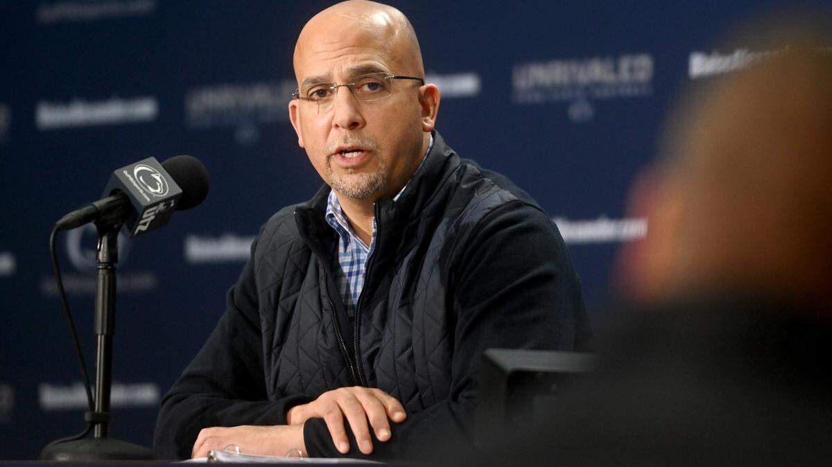 Penn State football coach James Franklin answers a question about the recruiting class during his National Signing Day press conference Wednesday, Dec. 21, 2022.