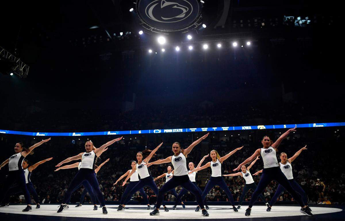 The Penn State Lionettes perform during a break in the wrestling match on Friday, Jan. 27, 2023 at the Bryce Jordan Center.