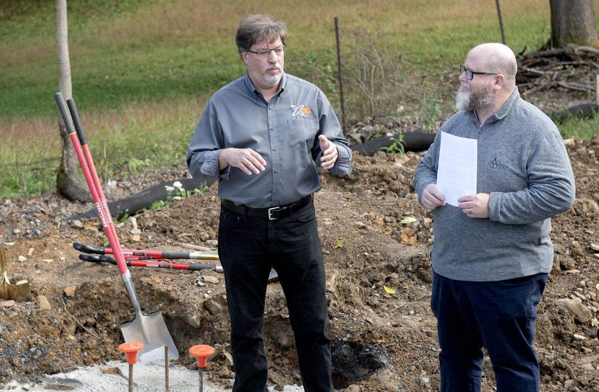 Sven Bilen from XHAB 3D talks about how his company will  use 3D concrete printing to build the walls for a Habitat for Humanity of Greater Centre County home in Boalsburg on Wednesday, Oct. 8, 2025. 