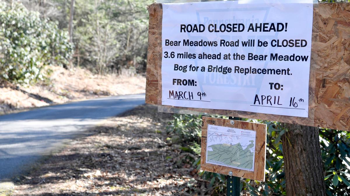 A section of Bear Meadows Road near the bog will be closed for several weeks for bridge replacement.