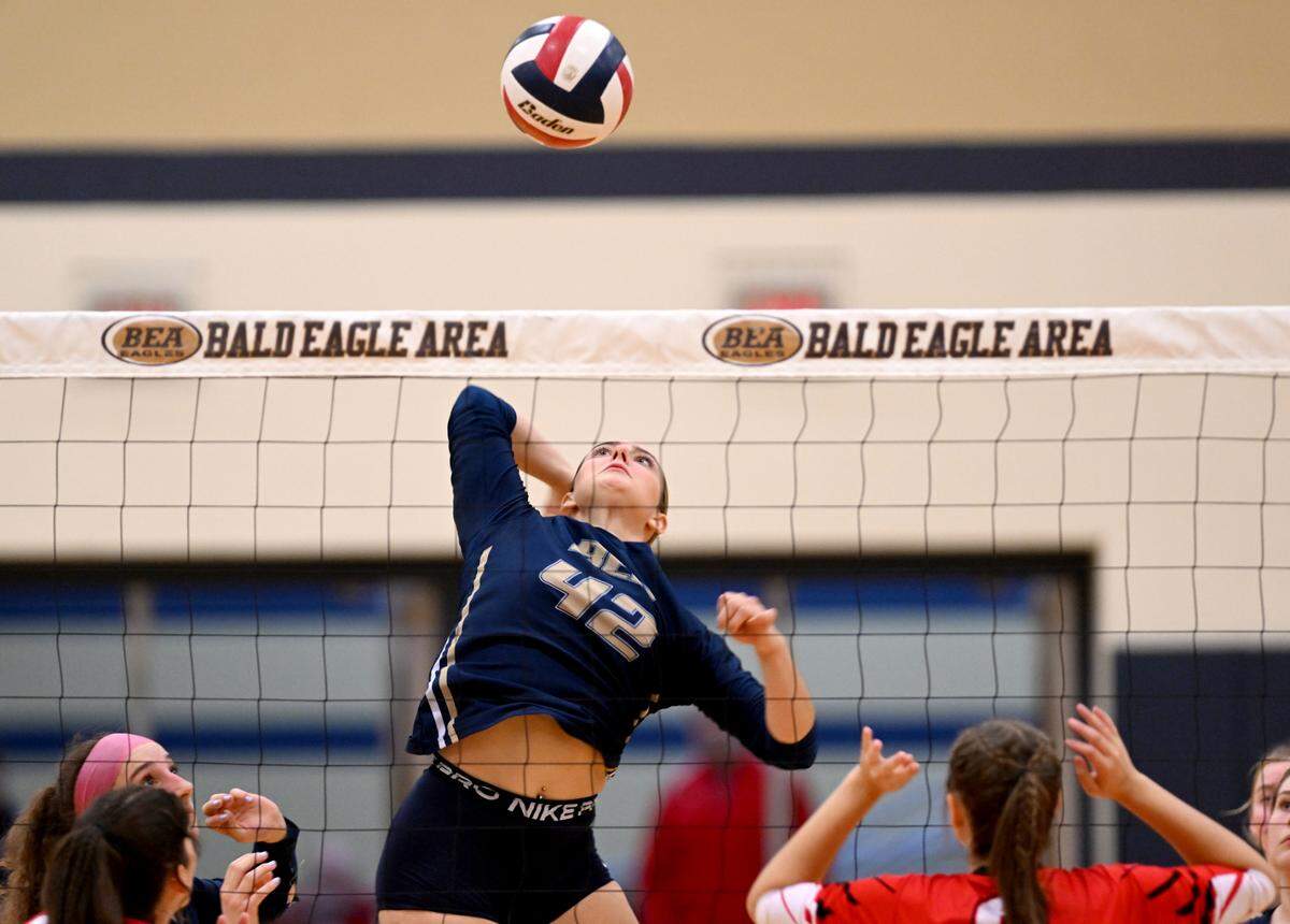 Bald Eagle Area’s Rachel Bryan during the District 6 3A semifinal match against Bellefonte on Monday, Oct. 30, 2023.