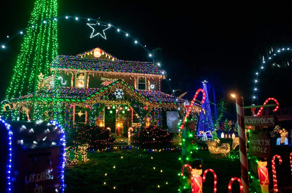 The Shindler family decorated their home on Oaklawaha Street in 2021.