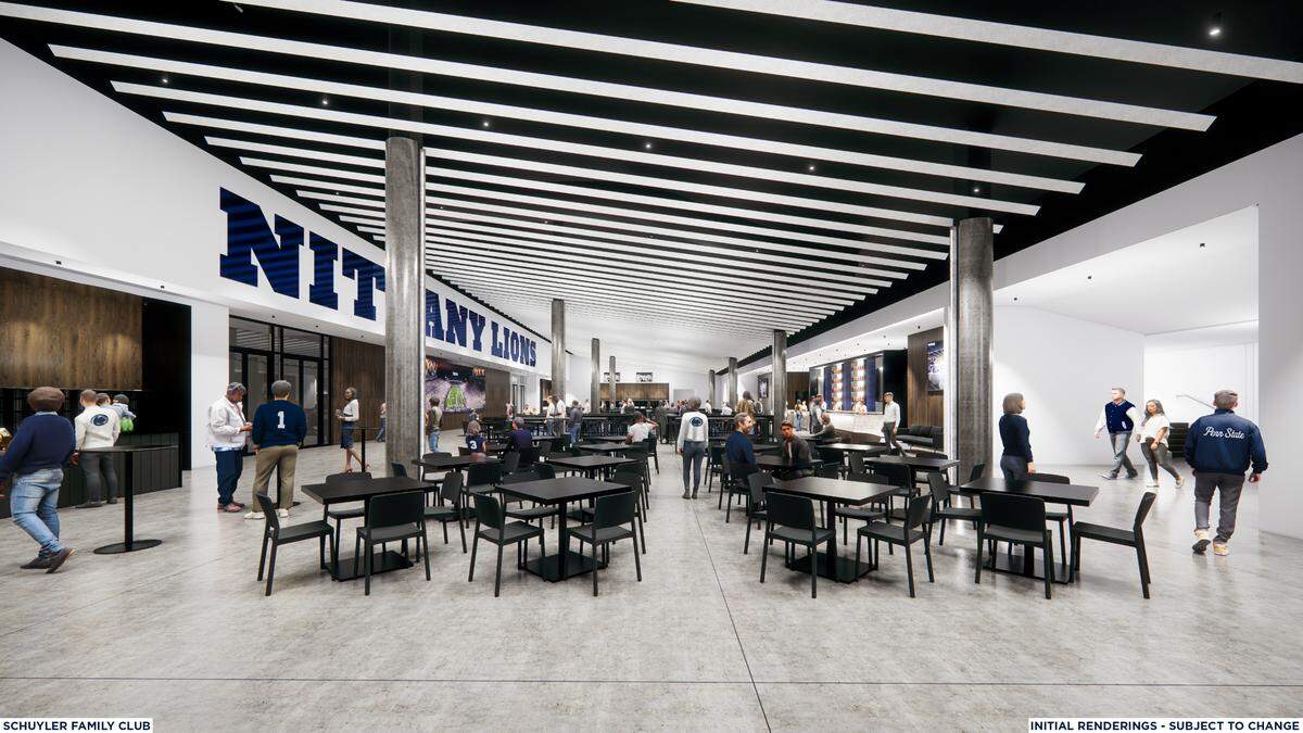 A rendering of the Schuyler Family Club as part of Beaver Stadium’s nearly $700 million renovation.