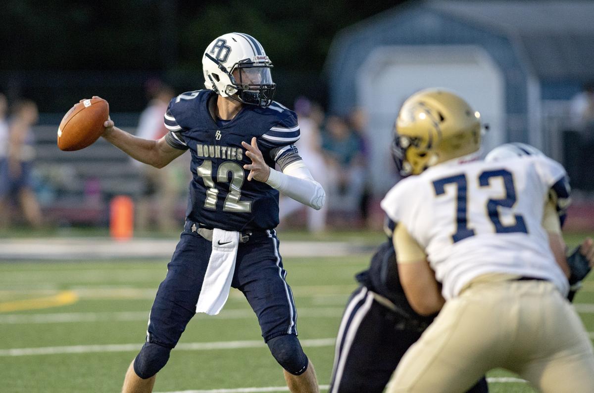 Philipsburg-Osceola’s Ryan Whitehead looks to make a pass during the game against Bald Eagle Area on Friday, August 30, 2019.