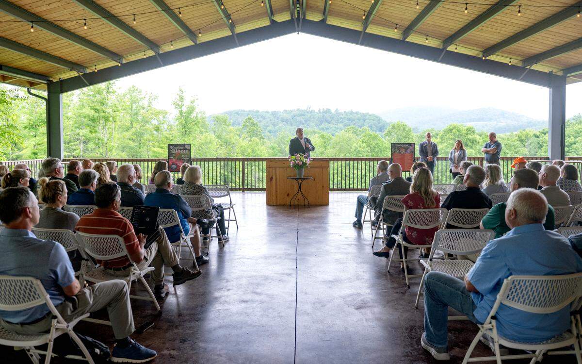 HVAB President and CEO Fritz Smith talks about the Happy Valley Adventure Bureau 2025-2026 tourism grants during a celebration on Monday, June 9, 2025 at Rolling Rails Lodge.