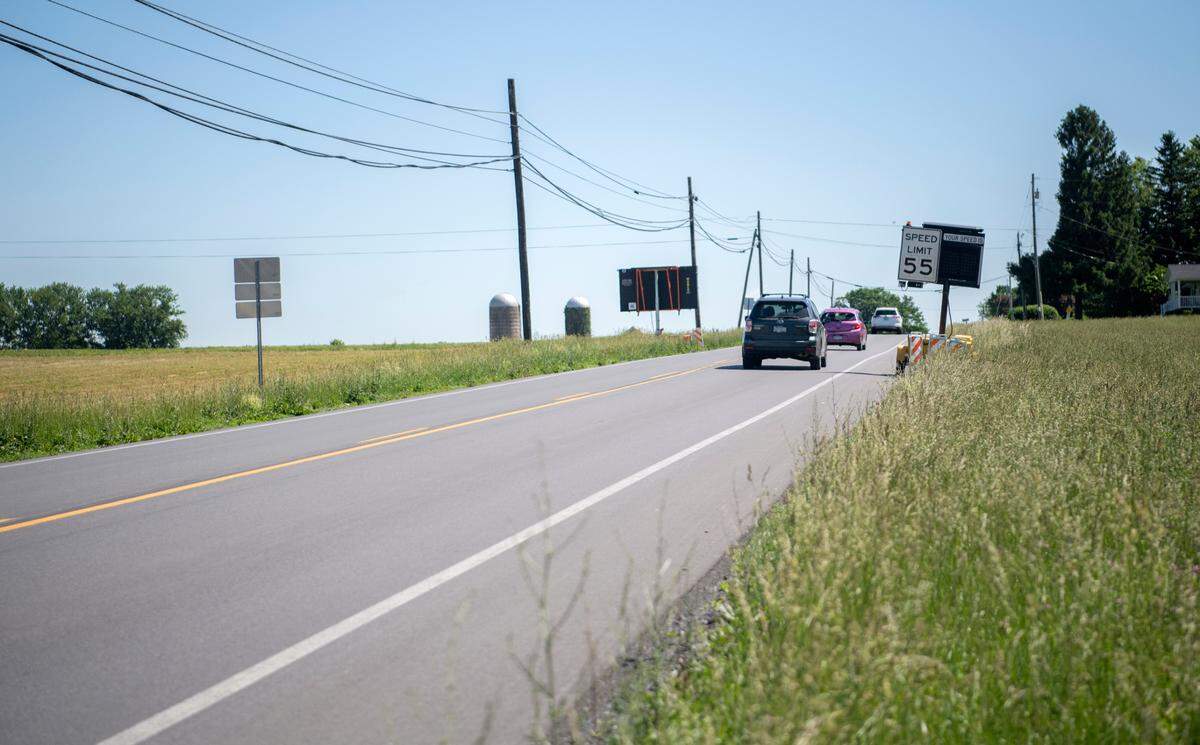 PennDOT has placed a speed display board along state Route 64 in Walker Township. Representatives from PennDOT, Pennsylvania State Police and the Highway Safety Network gathered on Friday, June 3, 2022 to talk about safe driving after several fatal accidents on Route 64.