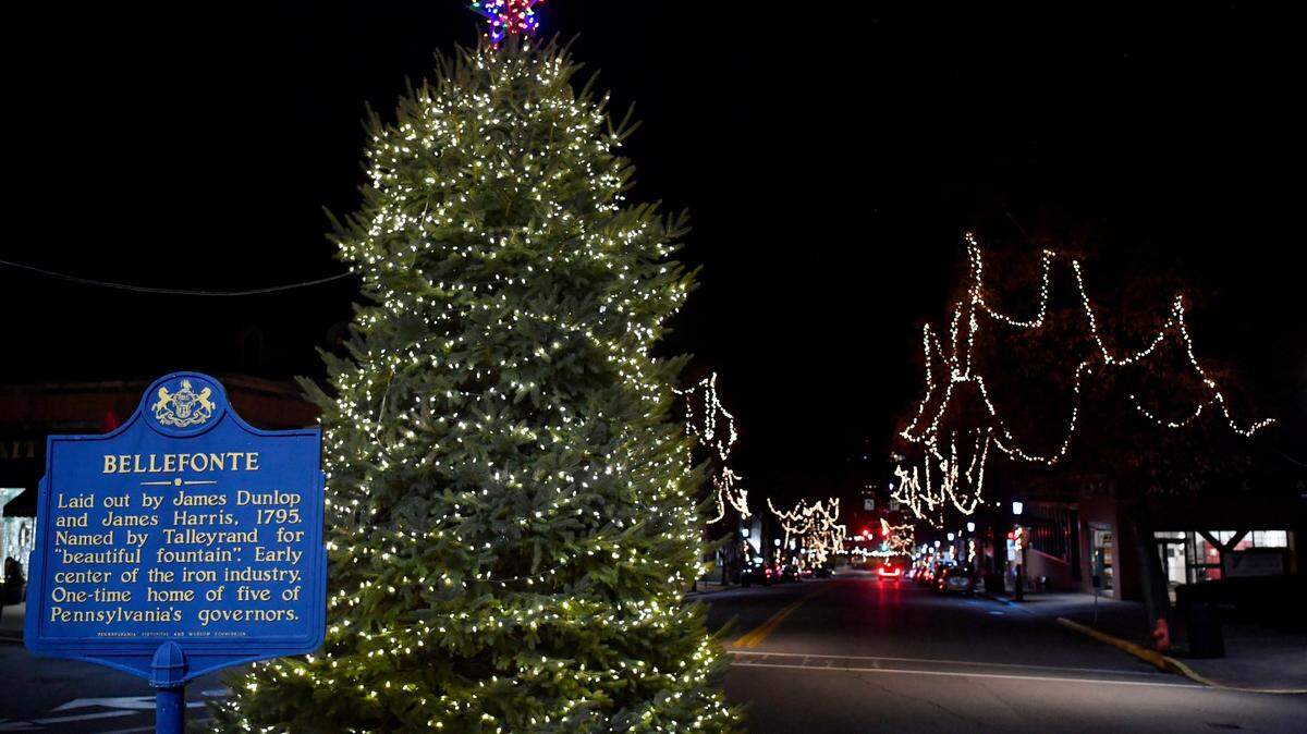 Lights along West High Street in Bellefonte on Tuesday, Dec. 15, 2020. Bellefonte Victorian Christmas will be held Dec. 10-11 this year.