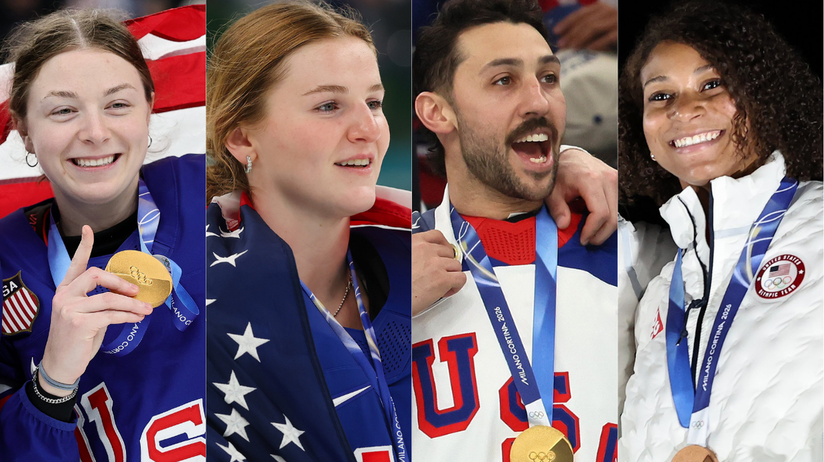 Four Pennsylvanians are Olympic medalists after competing in the 2026 Milan Olympics. From left to right, Tessa Janecke of women’s ice hockey, Ava McNaughton of women’s ice hockey, Vincent Trocheck of men’s ice hockey and Jasmine Jones of two-woman bobsleigh.