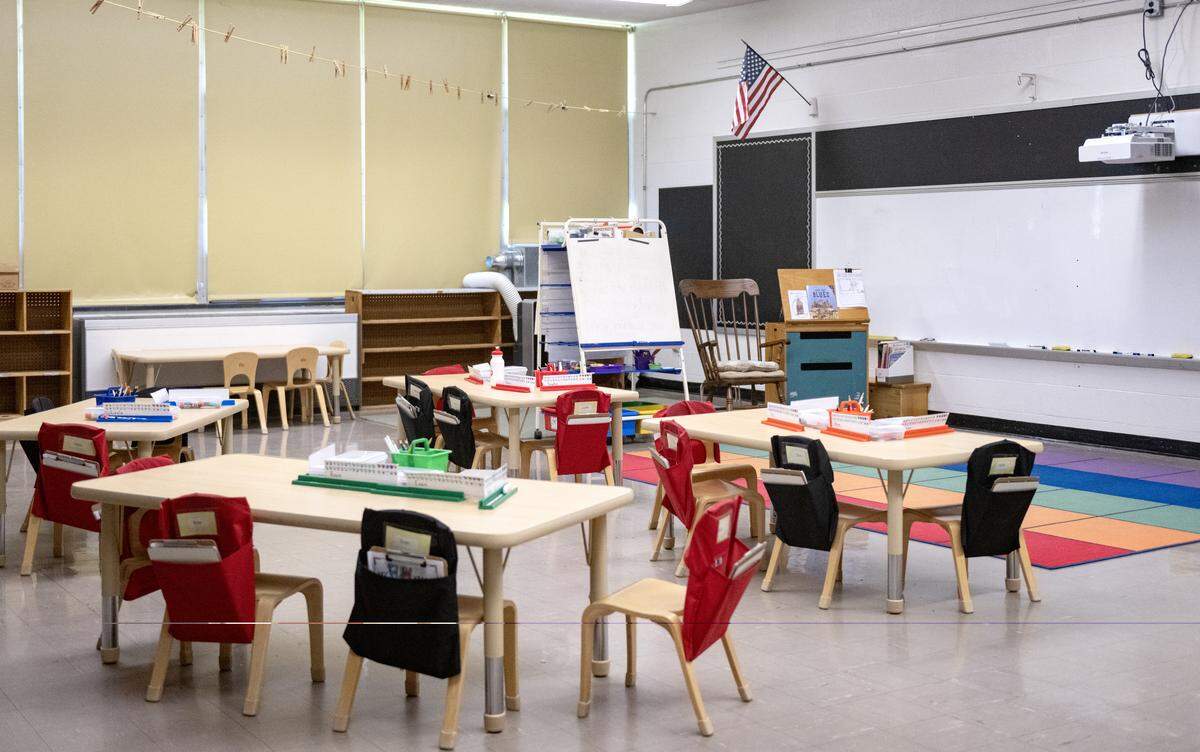  A kindergarten classroom at the Benner Elementary School during the farewell celebration on Monday, June 1, 2026. 
