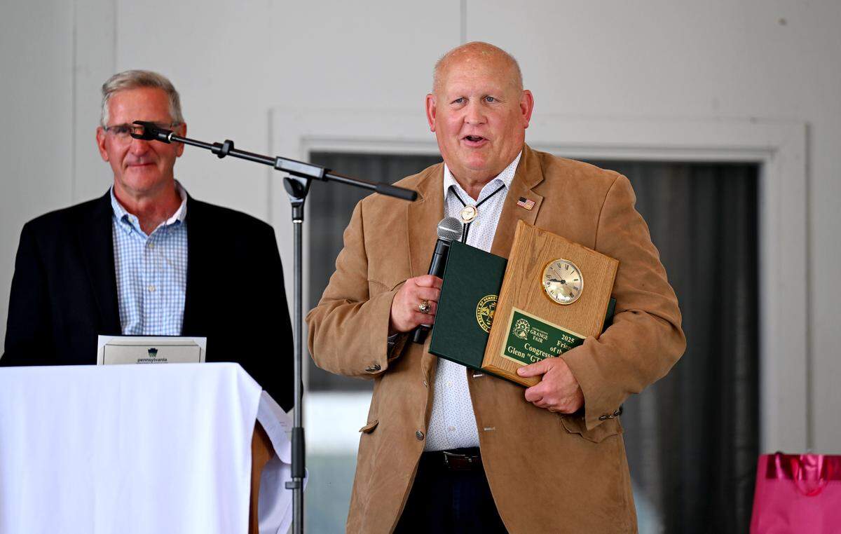 Congressman Glenn ÒGTÓ Thompson is named the 2025 Friends of the Fair recipient for the Centre County Grange Fair during the queen coronation on Wednesday, Aug. 13, 2025. 