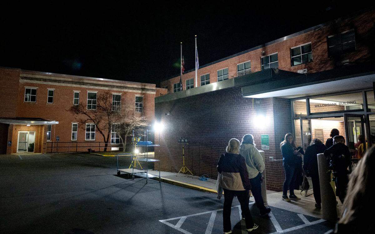 Workers are allowed back into the Willowbank Building, where the Centre County Elections Office is located, after it was evacuated for about an hour due to a bomb threat on Tuesday, Nov. 5, 2024.