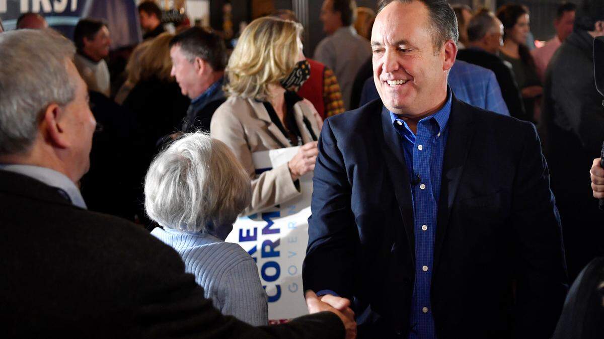 Sen. Jake Corman greets family, friends and community members after kicking off his campaign for Governor of Pennsylvania in Bellefonte on Tuesday, Nov. 30, 2021.